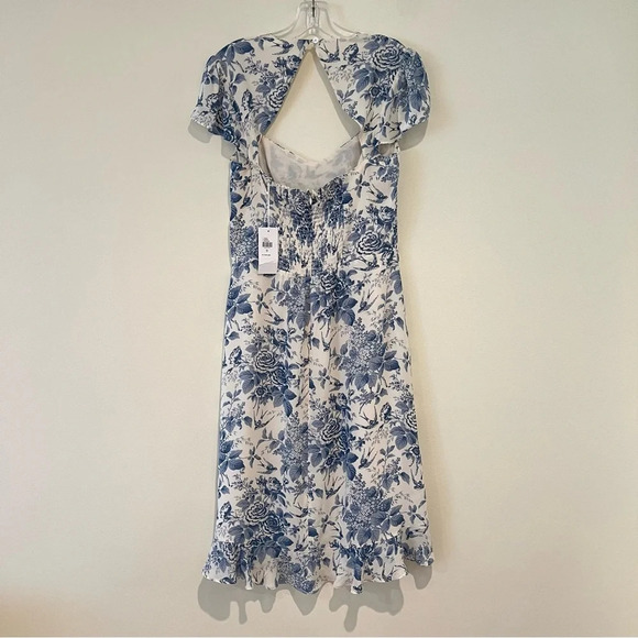 Reformation Rosi Sweetheart Cap Sleeve Formal Midi Dress Pompadour Blue 10 NWT - Picture 5 of 10